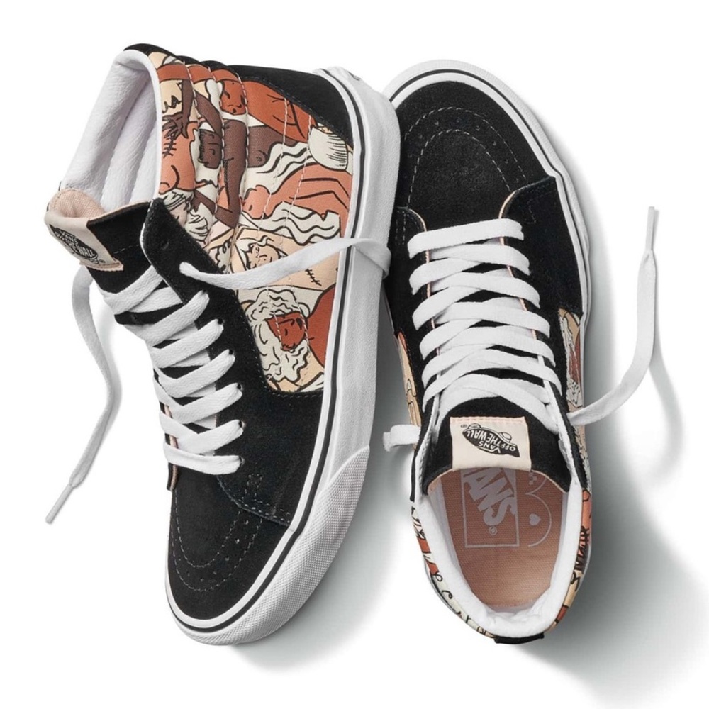 Vans Sk8-Hi Sneakers Breast Cancer Awareness Graphic Print Black Suede Size 9.5 - Picture 2 of 16